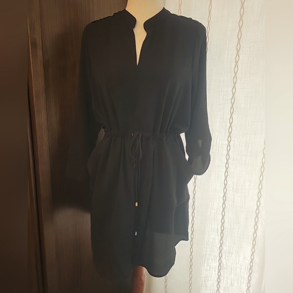 Haute Monde Lightweight Utility Style Black Gold Hardware Dress Pockets Medium
